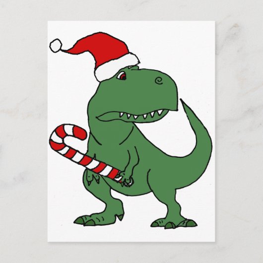 Schattigee T-rex Dinosaurus in Santa Hat Kerstkuns Feestdagenkaart (Voorkant)