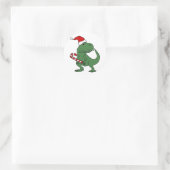 Schattigee T-rex Dinosaurus in Santa Hat Kerstkuns Ronde Sticker (Tas)