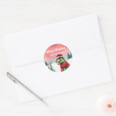 Schattigee t rex dinosaurus Kerstfeest kinderen Ronde Sticker (Envelop)