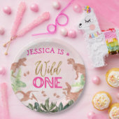 Schattigee T Rex Dinosaurus Meisje 1e Verjaardagsf Papieren Bordje (Feest)