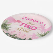 Schattigee T Rex Dinosaurus Meisje 2e Verjaardagsf Papieren Bordje (Gekanteld)