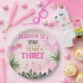 Schattigee T Rex Dinosaurus Meisje 3e Verjaardagsf Papieren Bordje (Feest)