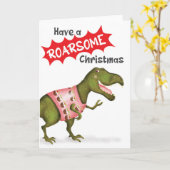 Schattigee T.rex dinosaurus 'Roarsome Christmas' k Kaart (Gele Bloem)