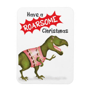 Schattigee T.rex dinosaurus 'Roarsome Christmas' m Magneet