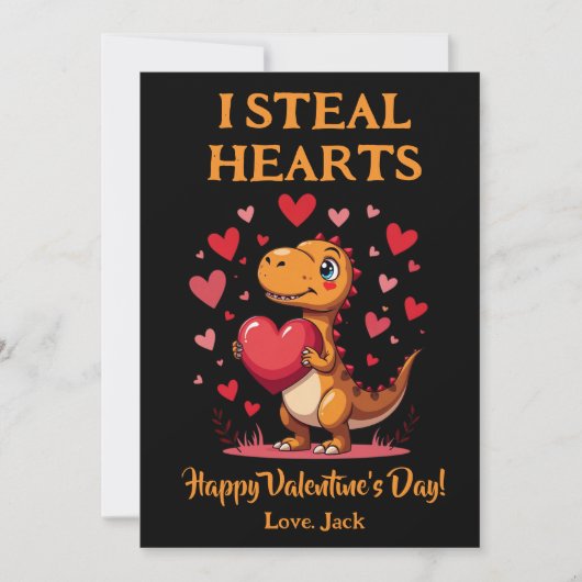 Schattigee T-Rex Dinosaurus Valentijnsdag I Steal  Feestdagenkaart (Voorkant)