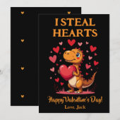 Schattigee T-Rex Dinosaurus Valentijnsdag I Steal  Feestdagenkaart (Voorkant / Achterkant)