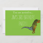 Schattigee T-Rex dinosaurus verjaardagsfeestje voo Kaart (Voorkant)