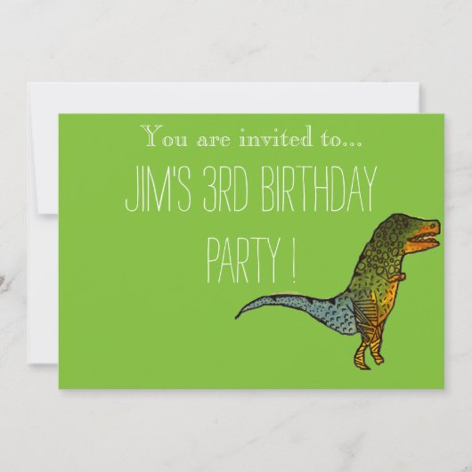 Schattigee T-Rex dinosaurus verjaardagsfeestje voo Kaart (Voorkant)