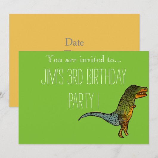 Schattigee T-Rex dinosaurus verjaardagsfeestje voo Kaart (Voorkant / Achterkant)