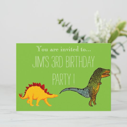 Schattigee T-Rex dinosaurus verjaardagsfeestje voo Kaart (Staand voorkant)