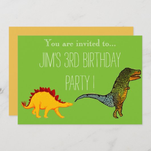 Schattigee T-Rex dinosaurus verjaardagsfeestje voo Kaart (Voorkant / Achterkant)