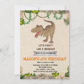 Schattigee T-Rex dinosaurus verjaardagsfeestuitnod Kaart (Voorkant)