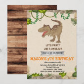 Schattigee T-Rex dinosaurus verjaardagsfeestuitnod Kaart (Voorkant / Achterkant)