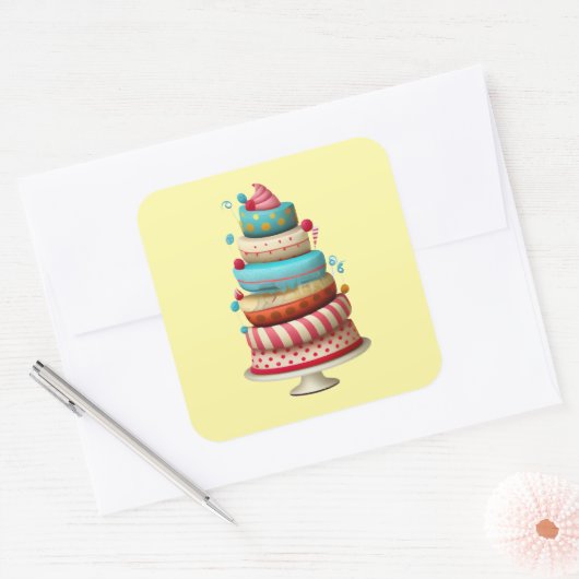 Schattigee taart stickers (Envelop)