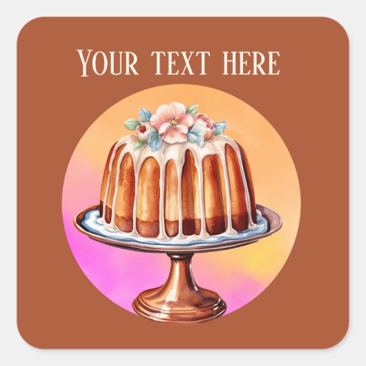 Schattigee taart Voeg tekst Bakkerij taart leveran Vierkante Sticker (Voorkant)