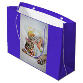 Schattigee Tabby Cat Aquarel katten Gift Bag Groot Cadeauzakje (Achterkant Gekanteld)