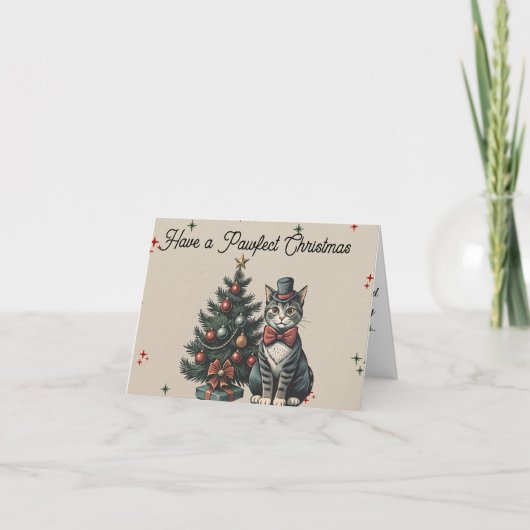 Schattigee  tabby Cat Christmas Bedankt (Voorkant)