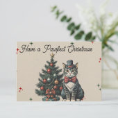 Schattigee  tabby Cat Christmas Bedankt (Staand voorkant)