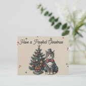 Schattigee  tabby Cat Christmas Bedankt Feestdagenkaart (Staand voorkant)