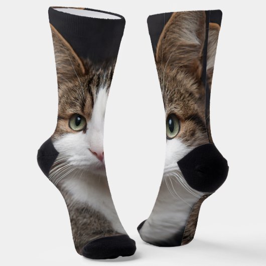 Schattigee Tabby Cat Gepersonaliseerde Custom Pet Sokken (Gebogen)