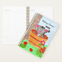 Schattigee Tabby cat gepersonaliseerde planner