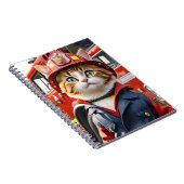 Schattigee Tabby Cat in Brandweerman Uniforme Wate Notitieboek (Rechterzijde)