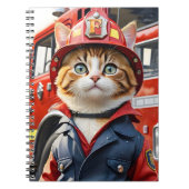 Schattigee Tabby Cat in Brandweerman Uniforme Wate Notitieboek (Voorkant)