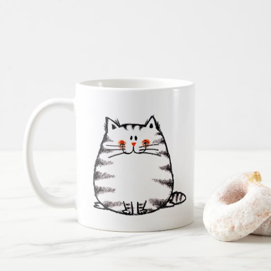 Schattigee Tabby Cat – Kawaii kat voor kattenliefh Koffiemok (Met donut)
