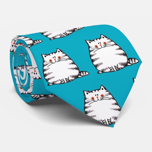Schattigee Tabby Cat – Kawaii kat voor kattenliefh Stropdas (Opgerold)