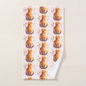 Schattigee Tabby Cat met hartenpatroon Bad Handdoek (Handdoek)