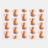 Schattigee Tabby Cat met hartenpatroon Inpakpapier Vel (Voorkant 2)