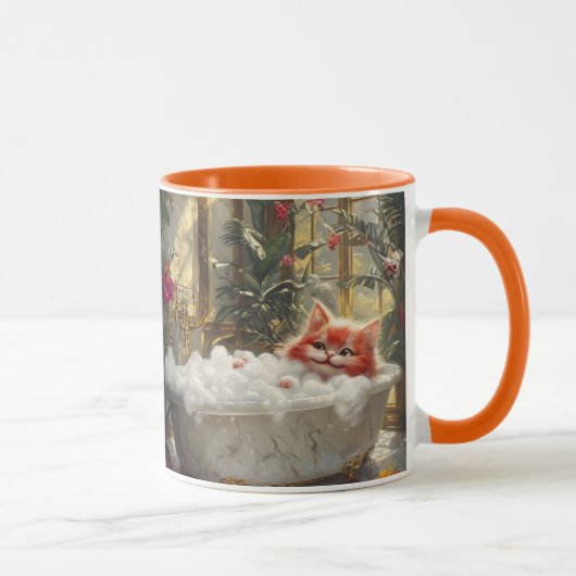 Schattigee Tabby Cat Ontspannen In Luxe Marmeren B Mok (Rechts)