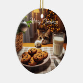 Schattigee Tabby Cat reaching voor kerstkoekjes Keramisch Ornament (Rechts)