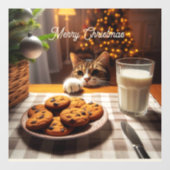 Schattigee Tabby Cat reaching voor kerstkoekjes Raamsticker (Vel)