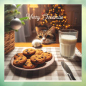 Schattigee Tabby Cat reaching voor kerstkoekjes Raamsticker (Vel 3)