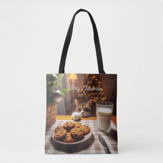 Schattigee Tabby Cat reaching voor kerstkoekjes Tote Bag (Voorkant)