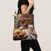Schattigee Tabby Cat reaching voor kerstkoekjes Tote Bag (Dichtbij)