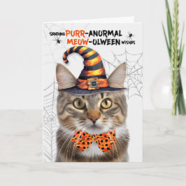 Schattigee Tabby Halloween Cat PURRanormale MEOWol Feestdagen Kaart