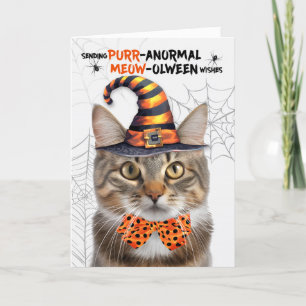 Schattigee Tabby Halloween Cat PURRanormale MEOWol Feestdagen Kaart
