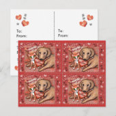 Schattigee Tabby Kat & Lab Hond Valentijnse Kaarte Feestdagenkaart (Voorkant / Achterkant)