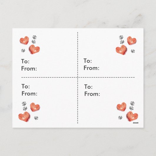 Schattigee Tabby Kat & Lab Hond Valentijnse Kaarte Feestdagenkaart (Achterkant)