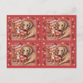 Schattigee Tabby Kat & Lab Hond Valentijnse Kaarte Feestdagenkaart (Voorkant)