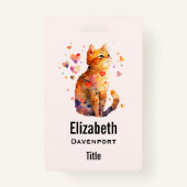 Schattigee Tabby Kat met Harten Badge (Voorkant)