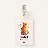 Schattigee Tabby Kat met Harten Badge (Achterkant met clip)