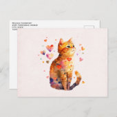 Schattigee Tabby Kat met Harten Briefkaart (Voorkant / Achterkant)