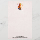 Schattigee Tabby Kat met Harten Briefpapier (Voorkant)