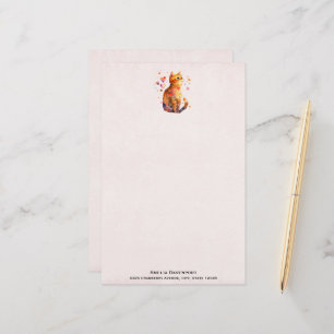 Schattigee Tabby Kat met Harten Briefpapier