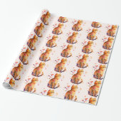 Schattigee Tabby Kat met Harten Cadeaupapier (Uitgerold)