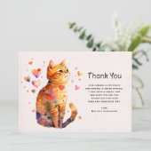 Schattigee Tabby Kat met harten Dank U Bedankkaart (Staand voorkant)