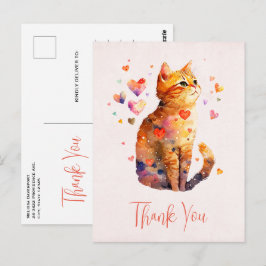 Schattigee Tabby Kat met harten Dank U Briefkaart